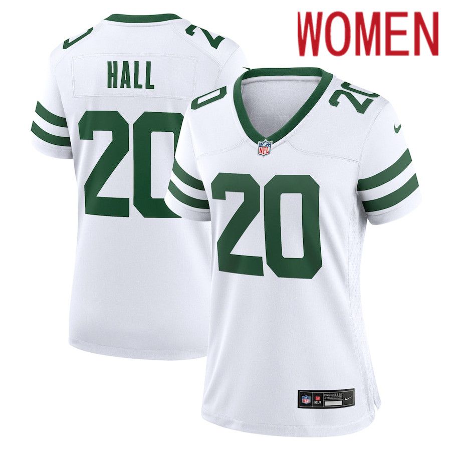 Women New York Jets 20 Breece Hall Nike Legacy White Game NFL Jersey